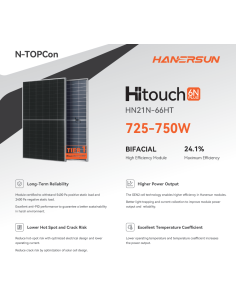 HANERSUN 730W- HN21N-66HT730W  1.2m cable, Bifacial, 2384x1303x33, Voc 49,40 Isc 18,58