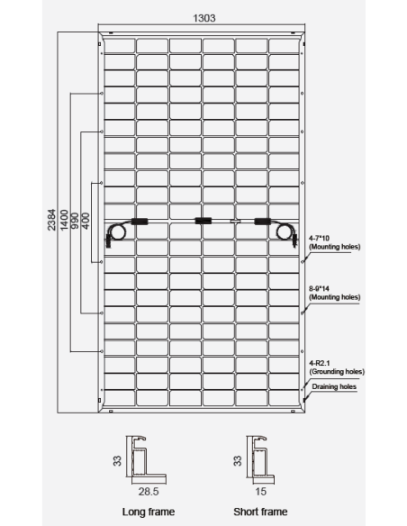 HANERSUN 730W- HN21N-66HT730W  1.2m cable, Bifacial, 2384x1303x33, Voc 49,40 Isc 18,58
