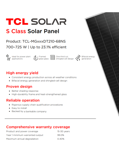TCL 725W - HSM-ND66-GK725 Bifacciale 2384×1303×33  Voc 49,6 Isc 17,99