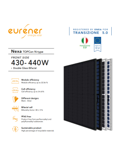 EURENER 440W- ESM440-54HM10-BB Bifacciale 1724x1134x30 Voc 38,91 Isc 14,37