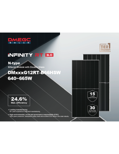 DMEGC 650W - DM650G12RT - B66HSW Bifacciale 2382×1134×30 Voc 50,29 Isc 16.56