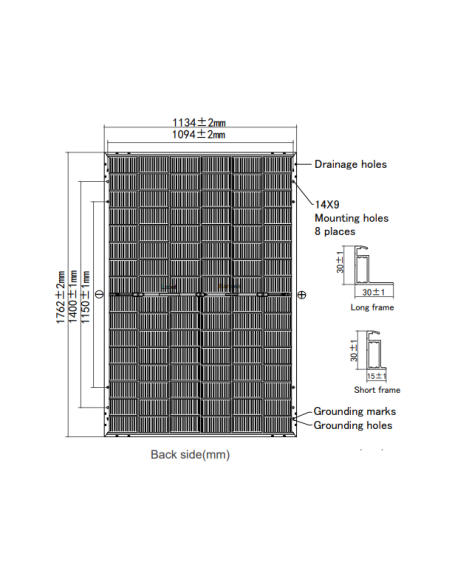 DMEGC 465W - DM465G12RT-B48HBW Bifacciale Vetro-Vetro, 1762x1134x30 - Voc 36,46 Isc 15,88