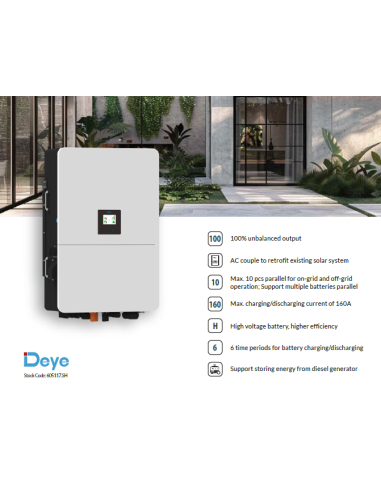 DEYE Inverter SUN-80K-SG02HP3-EU + Torre Batterie da 60kWh