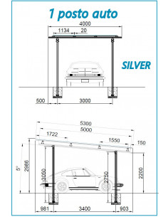 Struttura in Alluminio Completa per Carport 1 auto WINTOP - Silver 2