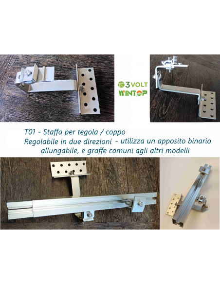 WINTOP fissaggio per tetto in tegola o coppi - Kit 4 pannelli WINTOP fissaggio per tetto in tegola o coppi - Kit 4 pannelli