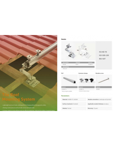 WINTOP fissaggio per tetto in tegola o coppi - Kit 4 pannelli - mod. T01